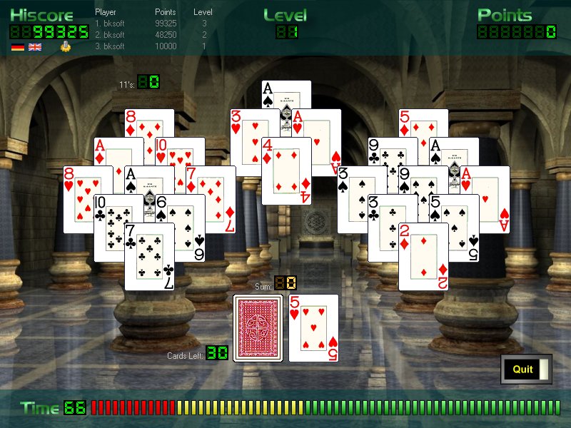 The cardgame Eleven is a popular card game.